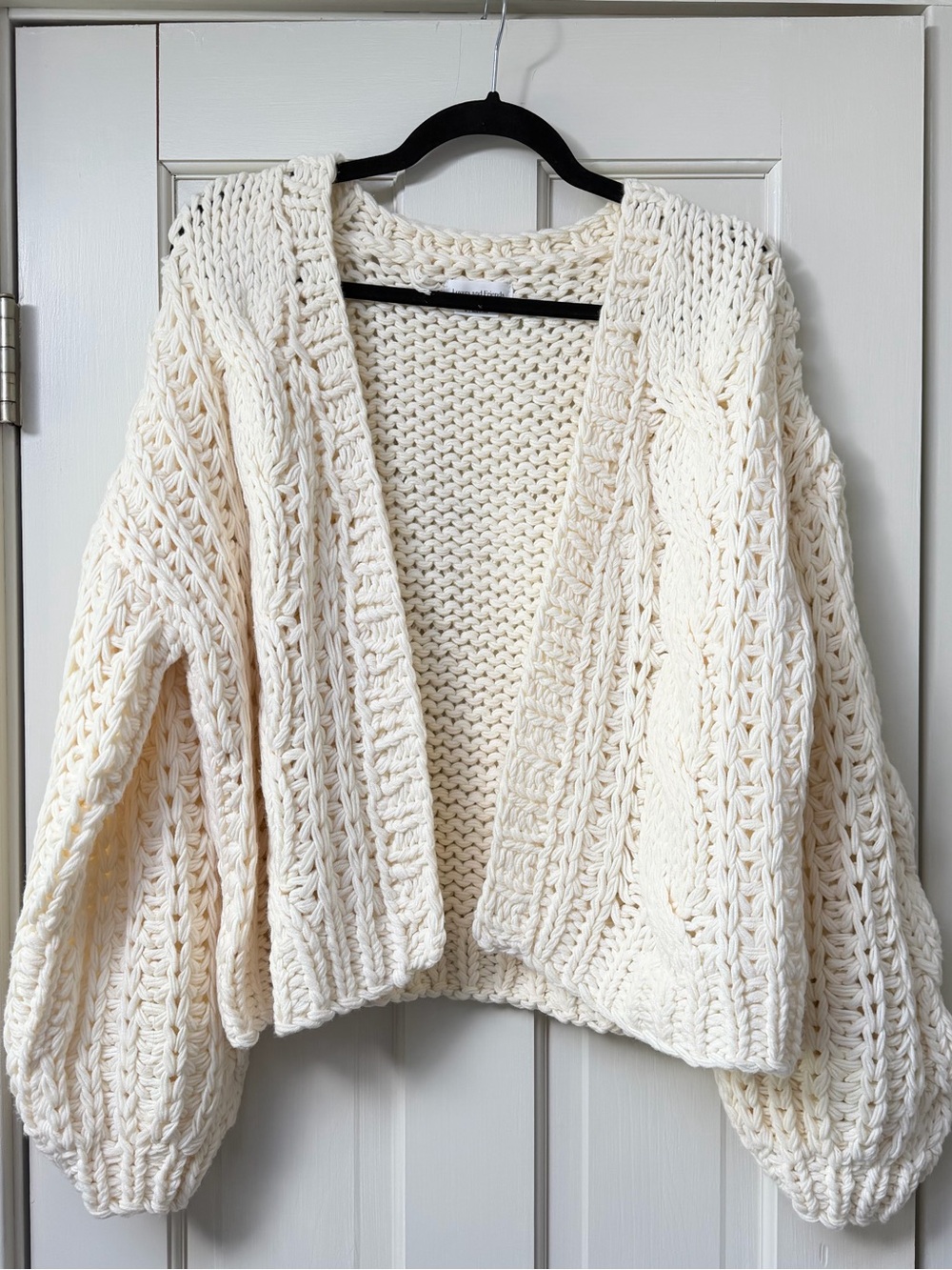 Revolve Chunky Cream Cable Knit Open Cardigan Sweater
